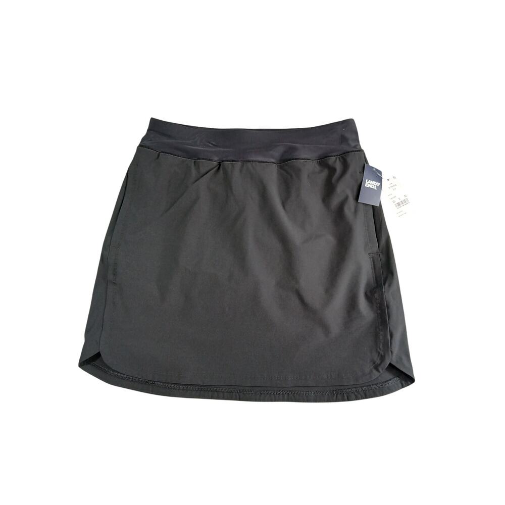 Lands' End Swim Skort Womens XS 2-4 Black Pockets UPF Skirt Stretch Shorts NWT